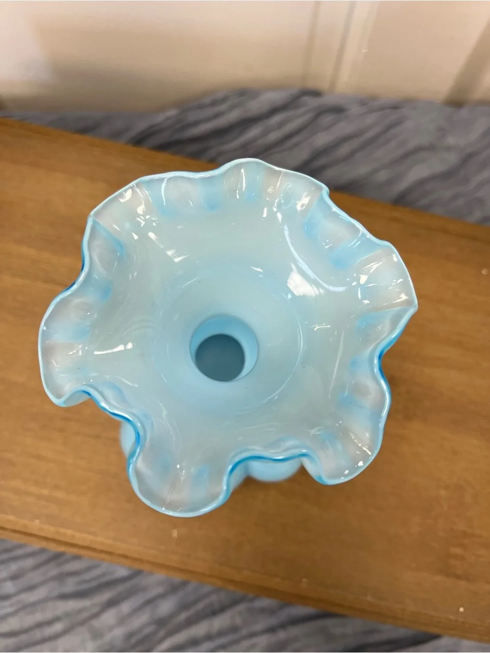 Blue Ruffled Glass Vase - Home Accents